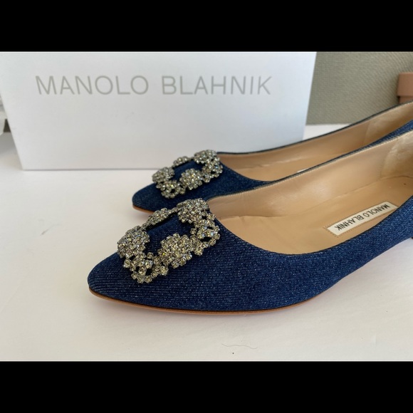 Manolo Blahnik Hangisi Denim Ballerina Flat - Picture 6 of 13